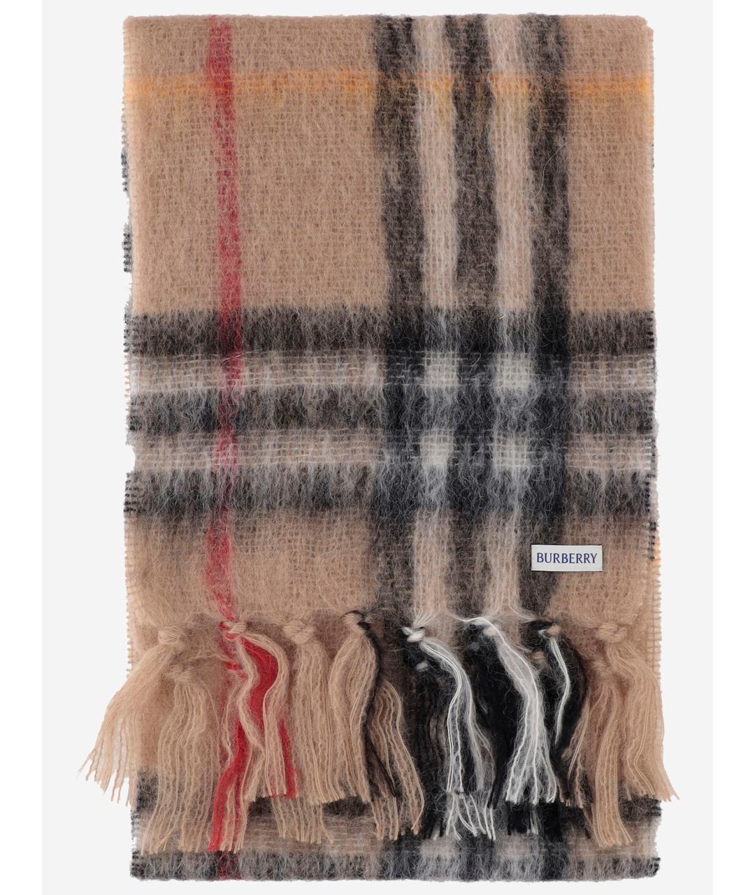 BURBERRY Бежевый шерстяной шарф, фото 4