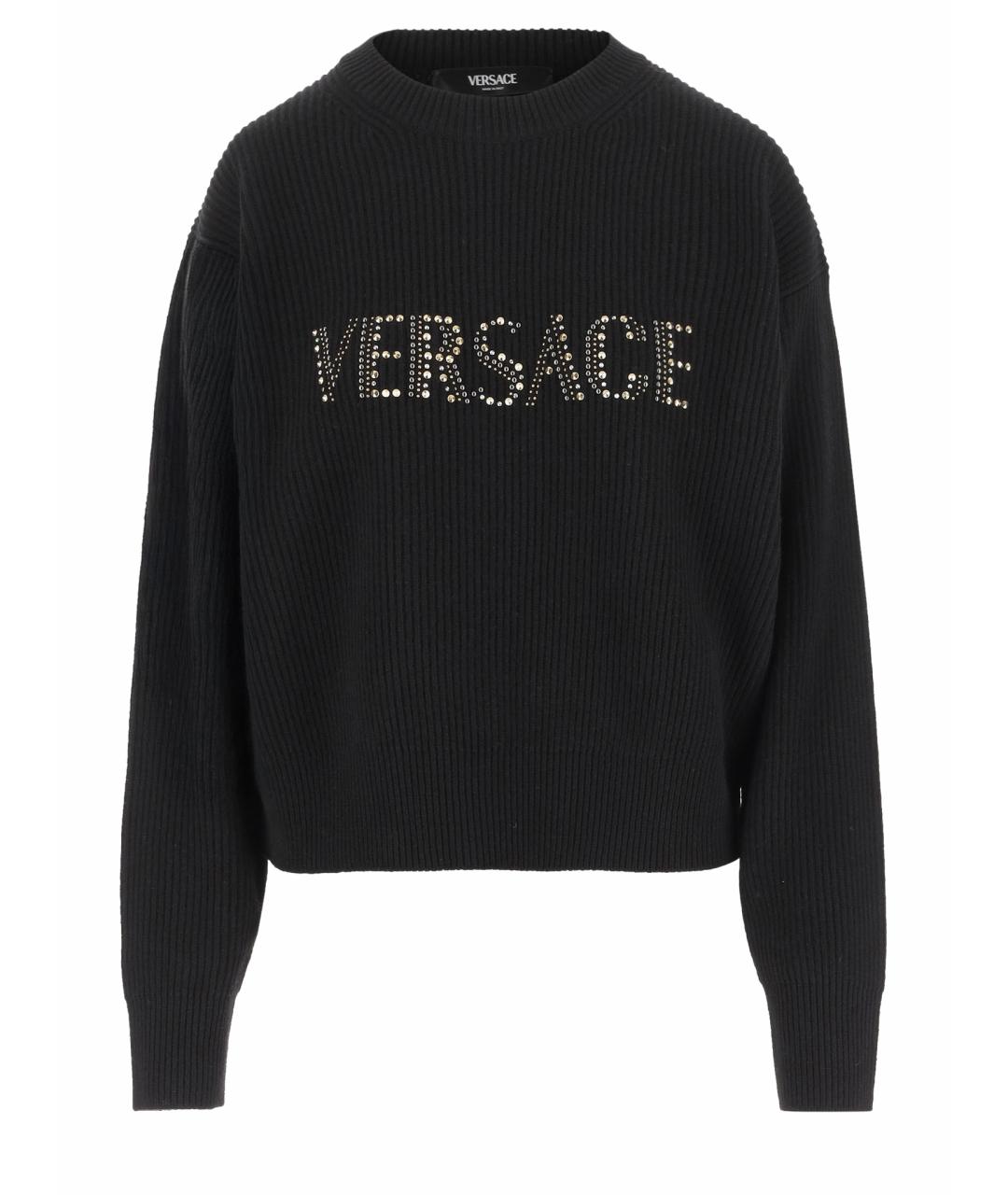 VERSACE Черный шерстяной джемпер / свитер, фото 1
