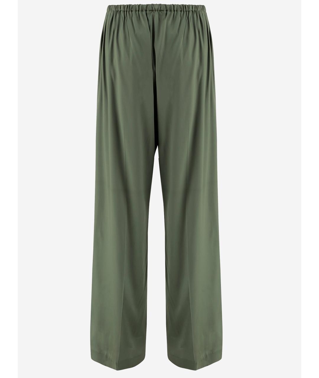 DRIES VAN NOTEN Зеленые шелковые прямые брюки, фото 2
