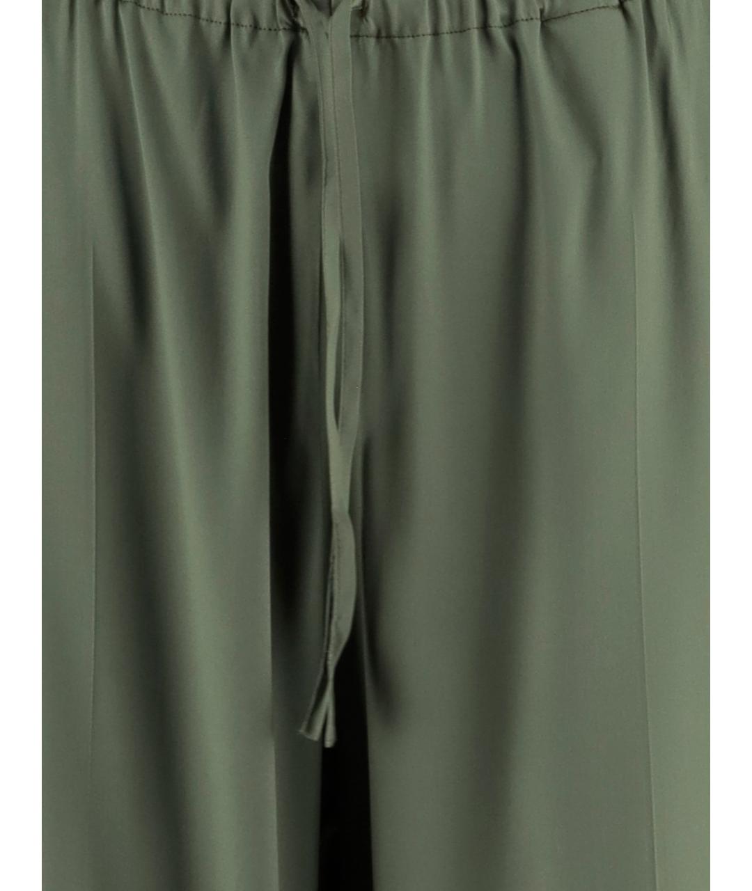 DRIES VAN NOTEN Зеленые шелковые прямые брюки, фото 3