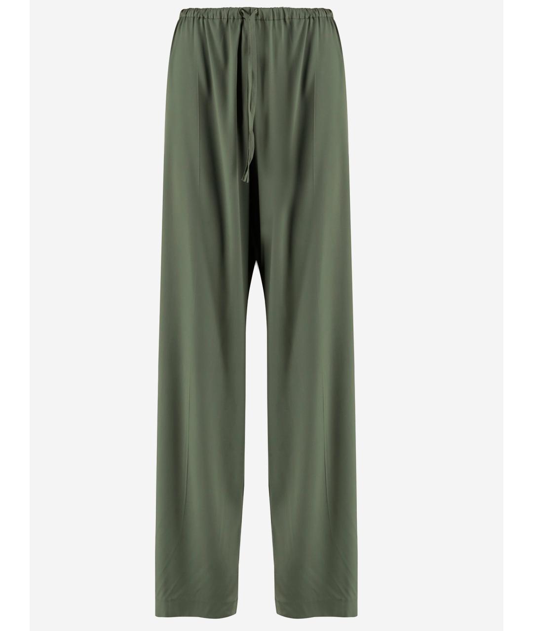 DRIES VAN NOTEN Зеленые шелковые прямые брюки, фото 4