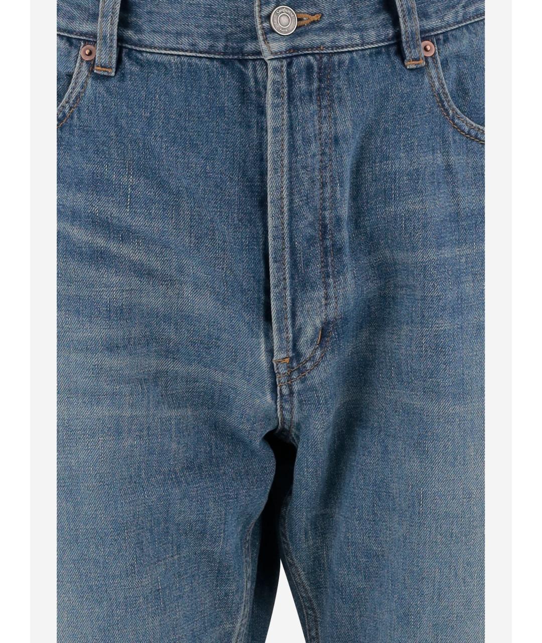 SAINT LAURENT Синие хлопковые прямые джинсы, фото 3