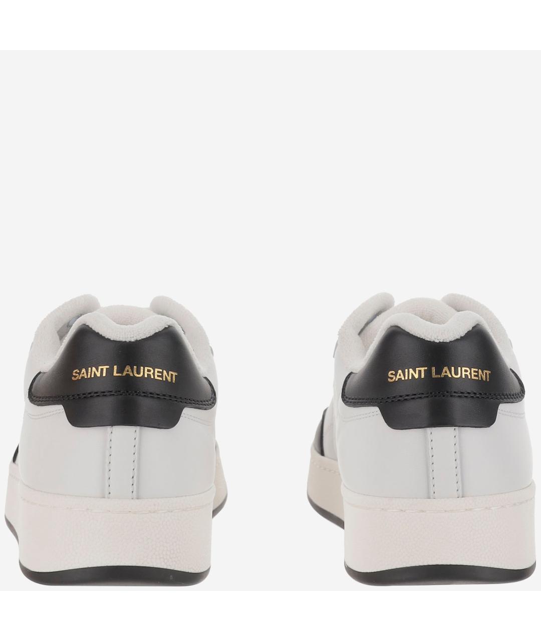 SAINT LAURENT Белые кожаные низкие кроссовки / кеды, фото 4