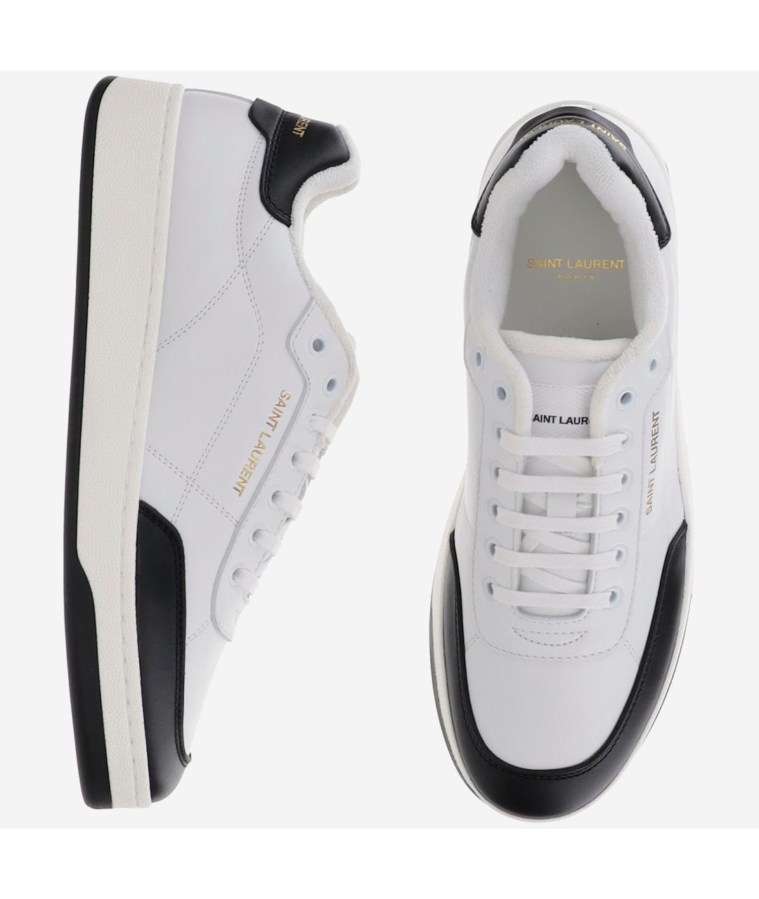 SAINT LAURENT Белые кожаные низкие кроссовки / кеды, фото 2