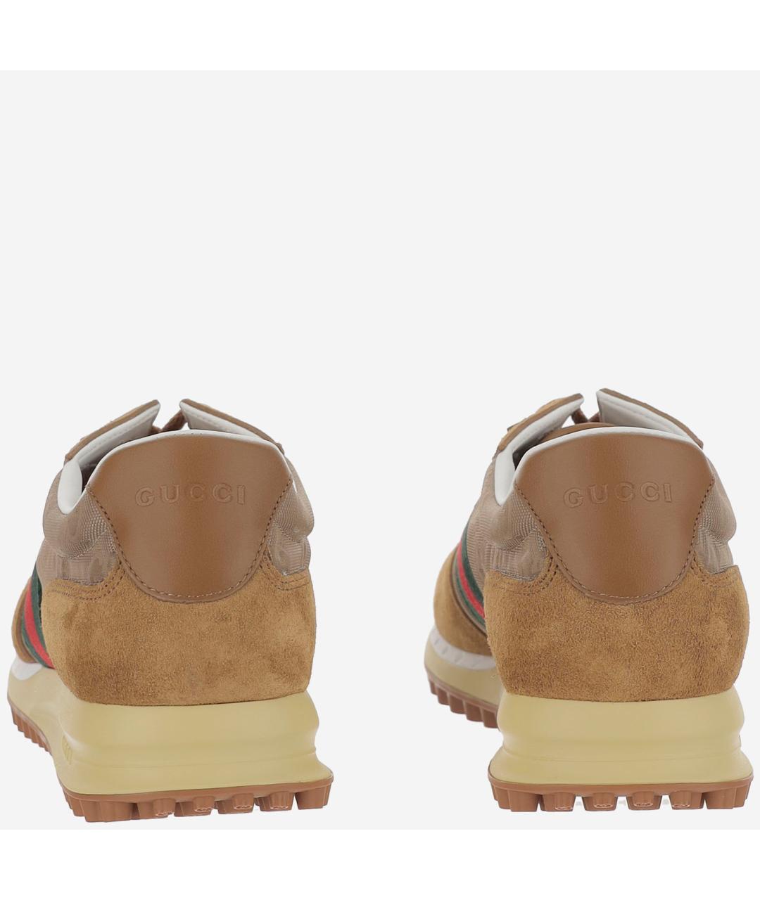 GUCCI Бежевые кожаные низкие кроссовки / кеды, фото 4