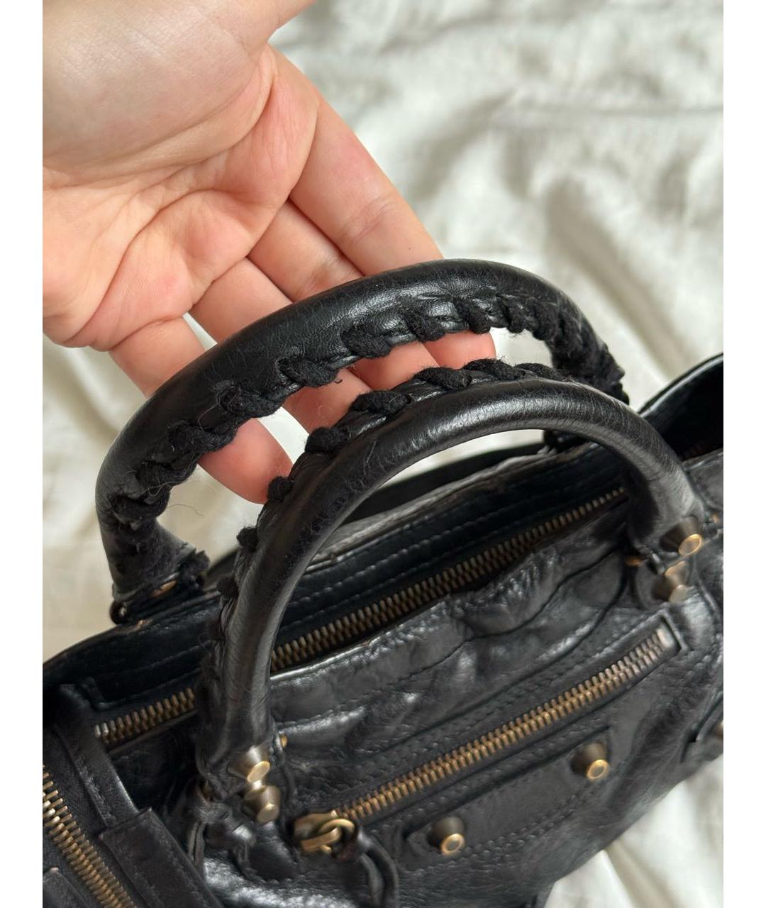 BALENCIAGA Черная кожаная сумка с короткими ручками, фото 5