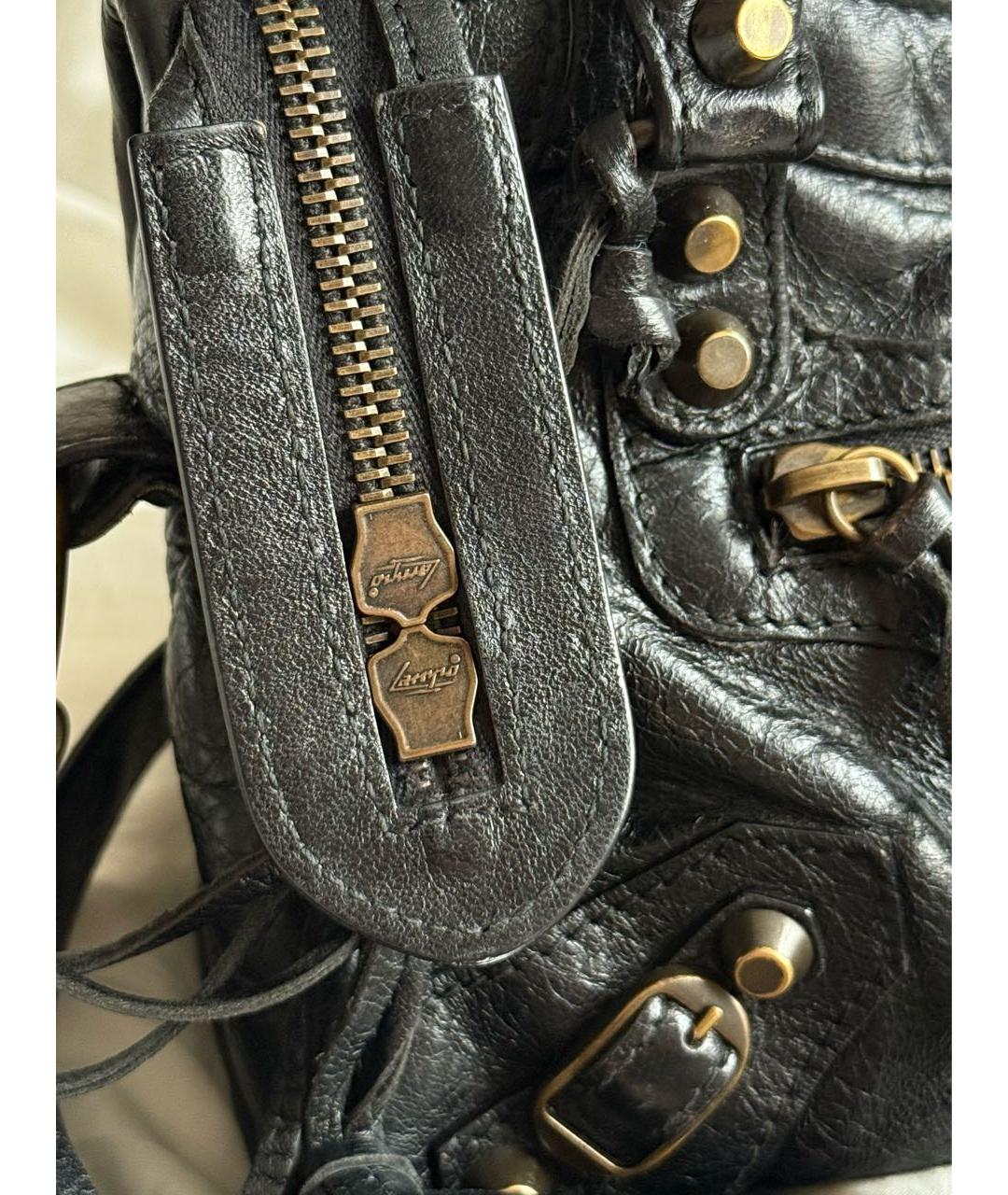 BALENCIAGA Черная кожаная сумка с короткими ручками, фото 4