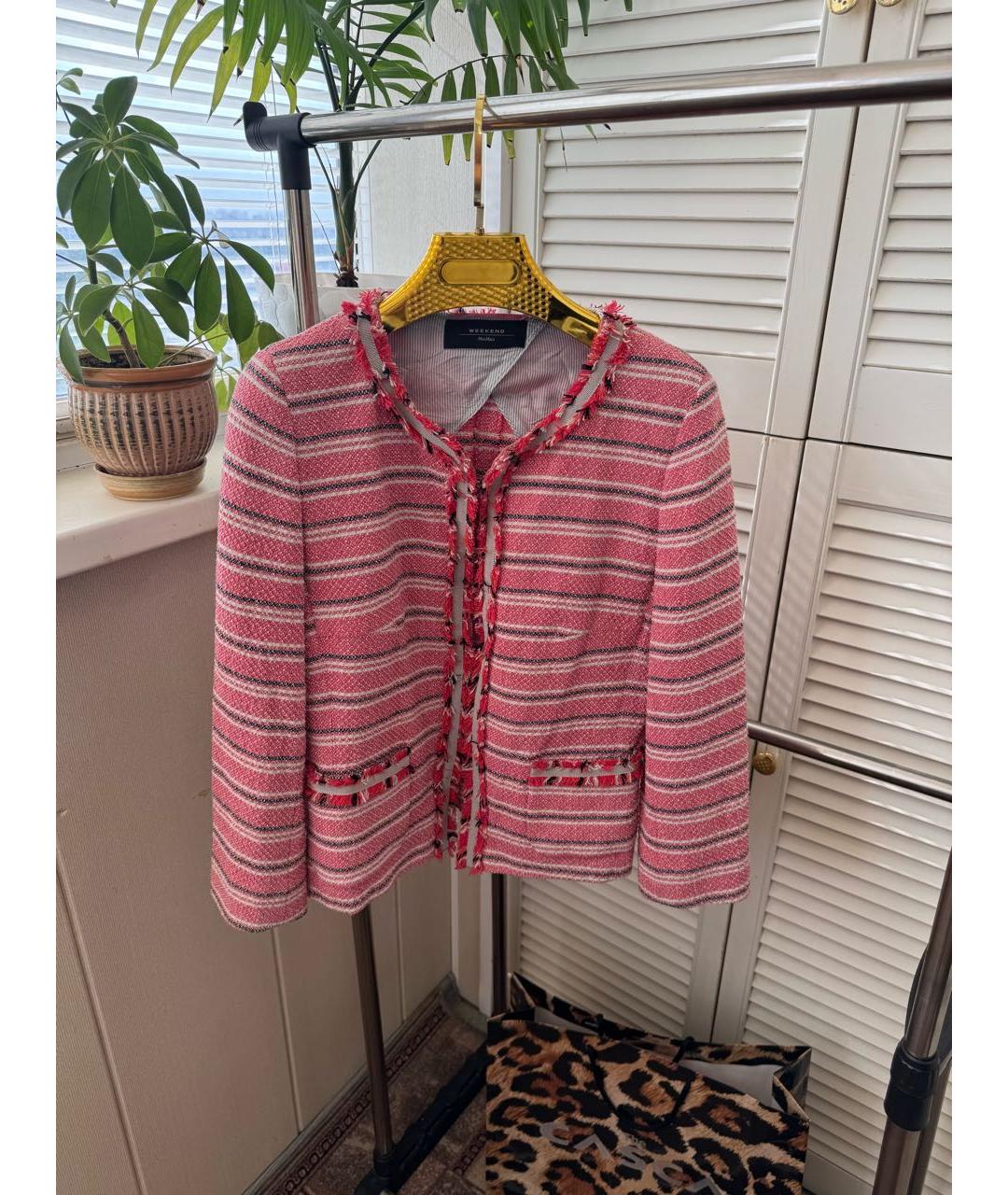 WEEKEND MAX MARA Коралловый хлопко-эластановый жакет/пиджак, фото 8