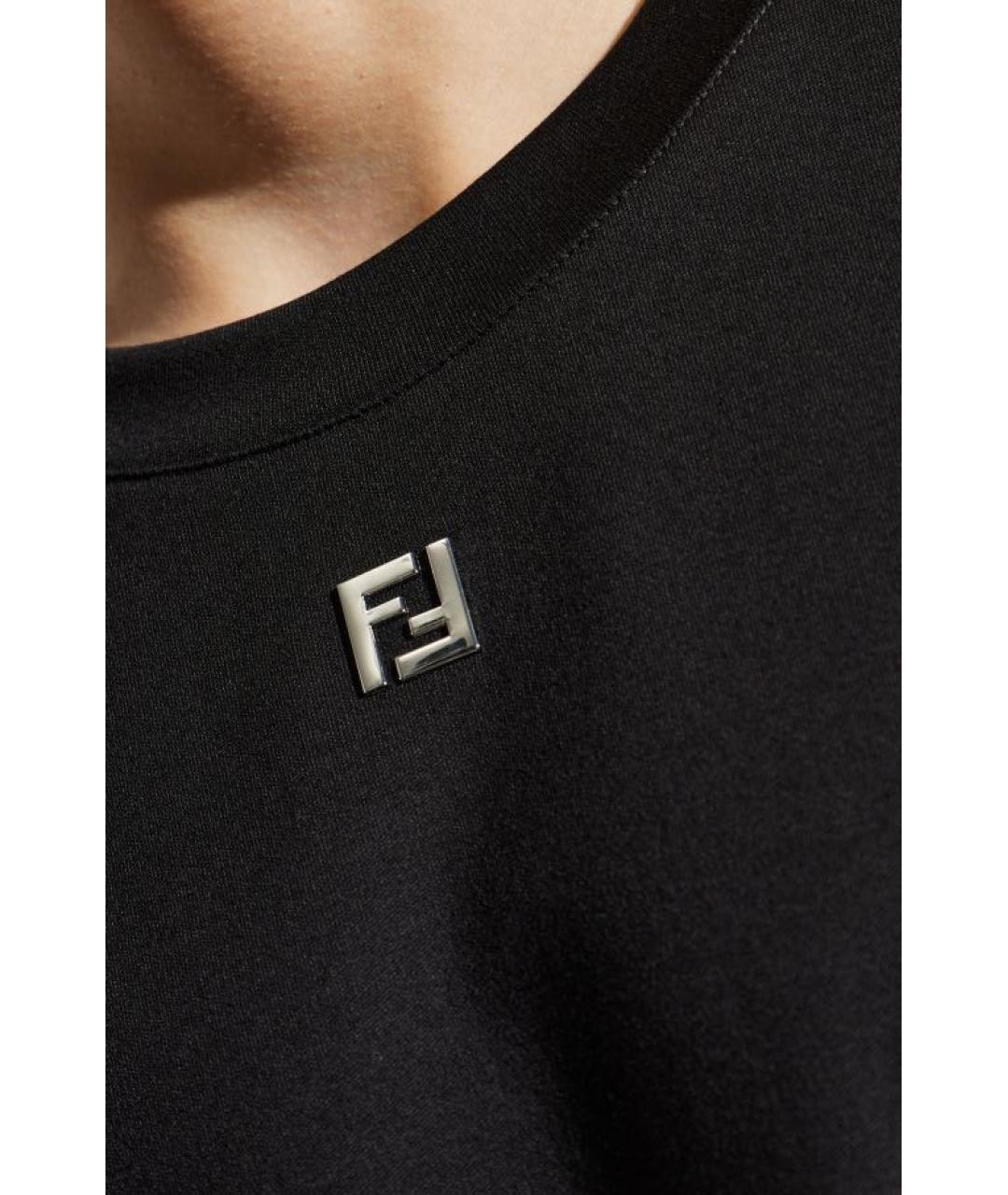 FENDI Черная хлопковая футболка, фото 8