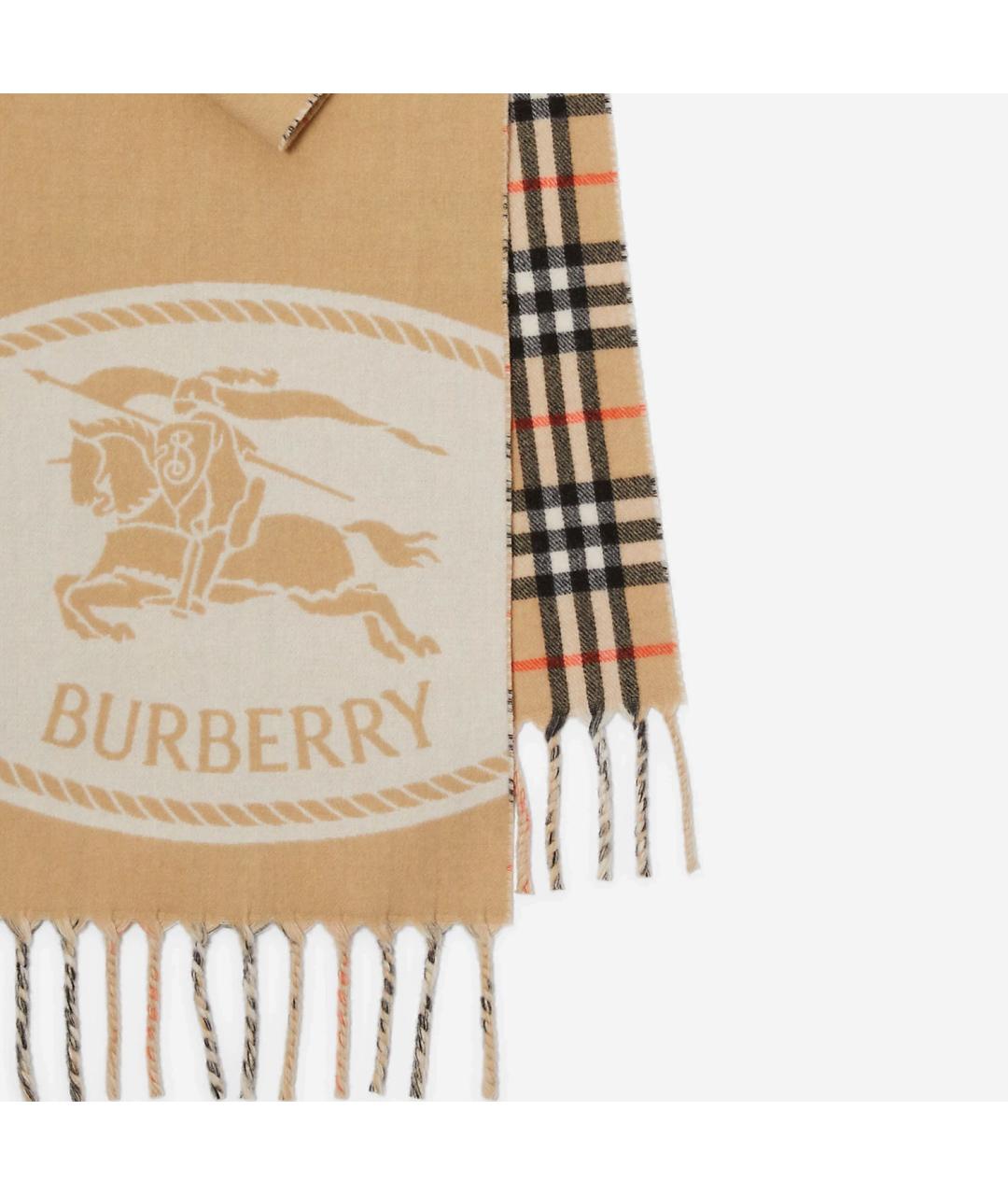 BURBERRY Бежевый кашемировый шарф, фото 3