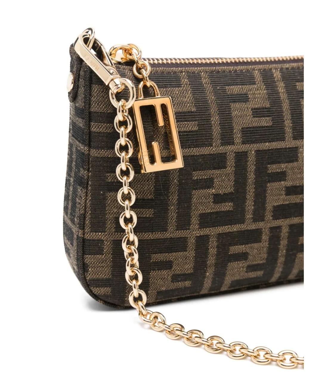 FENDI Коричневая тканевая сумка через плечо, фото 3