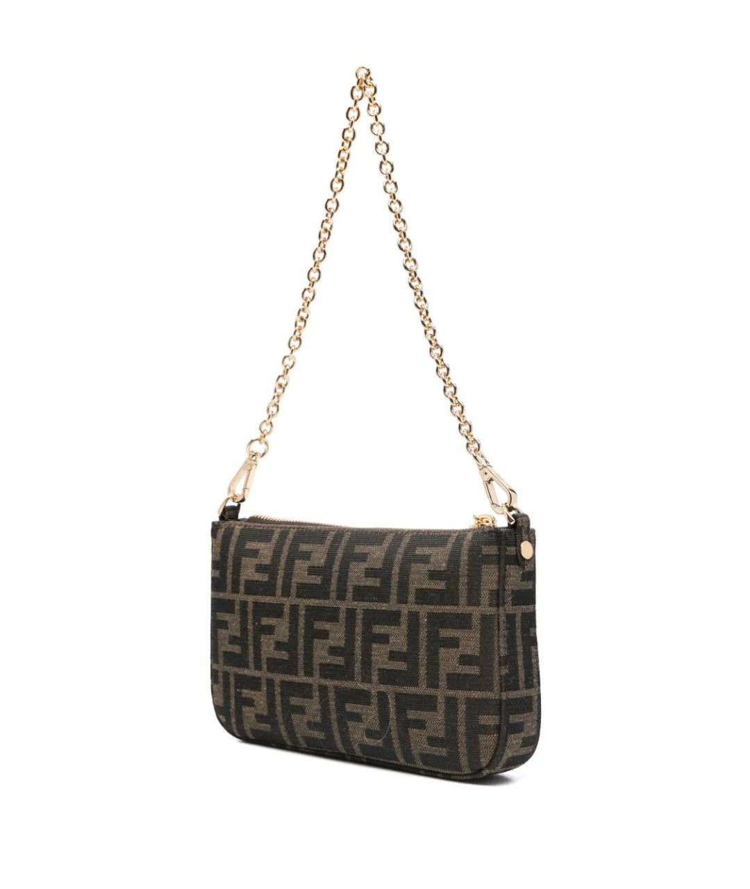 FENDI Коричневая тканевая сумка через плечо, фото 5