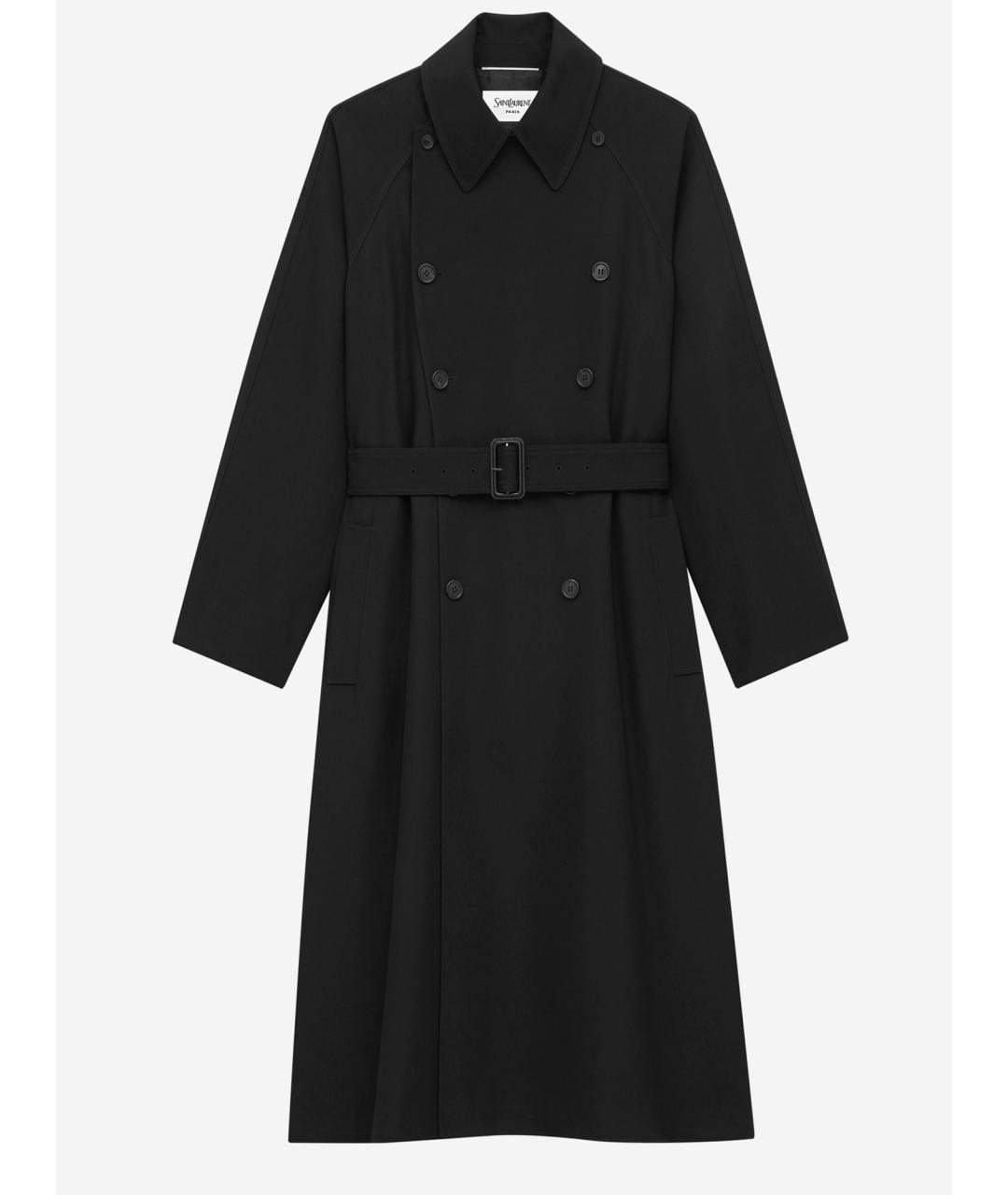 SAINT LAURENT Черное шерстяное пальто, фото 4