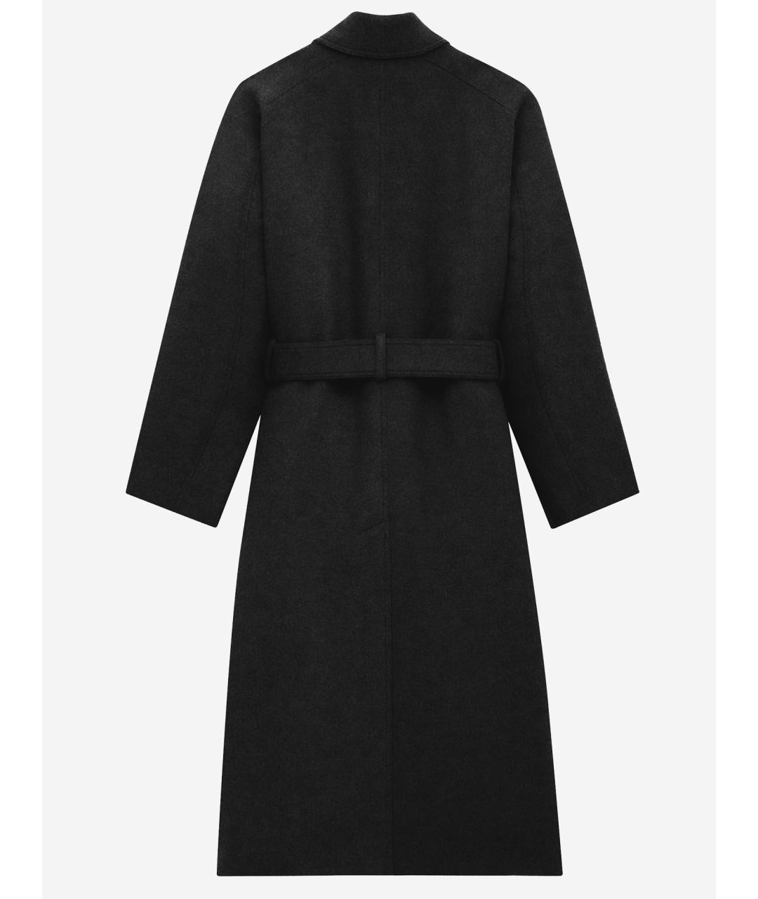 SAINT LAURENT Черное шерстяное пальто, фото 2