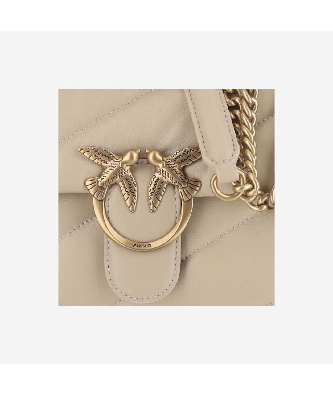 PINKO Бежевая кожаная сумка через плечо, фото 4