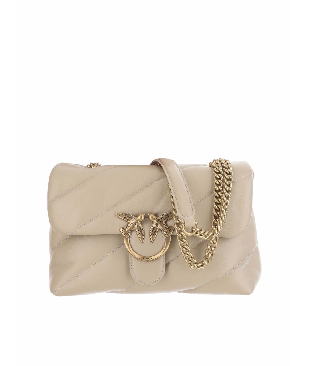 PINKO Бежевая кожаная сумка через плечо, фото 1