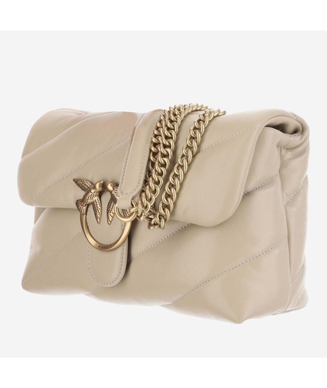 PINKO Бежевая кожаная сумка через плечо, фото 2