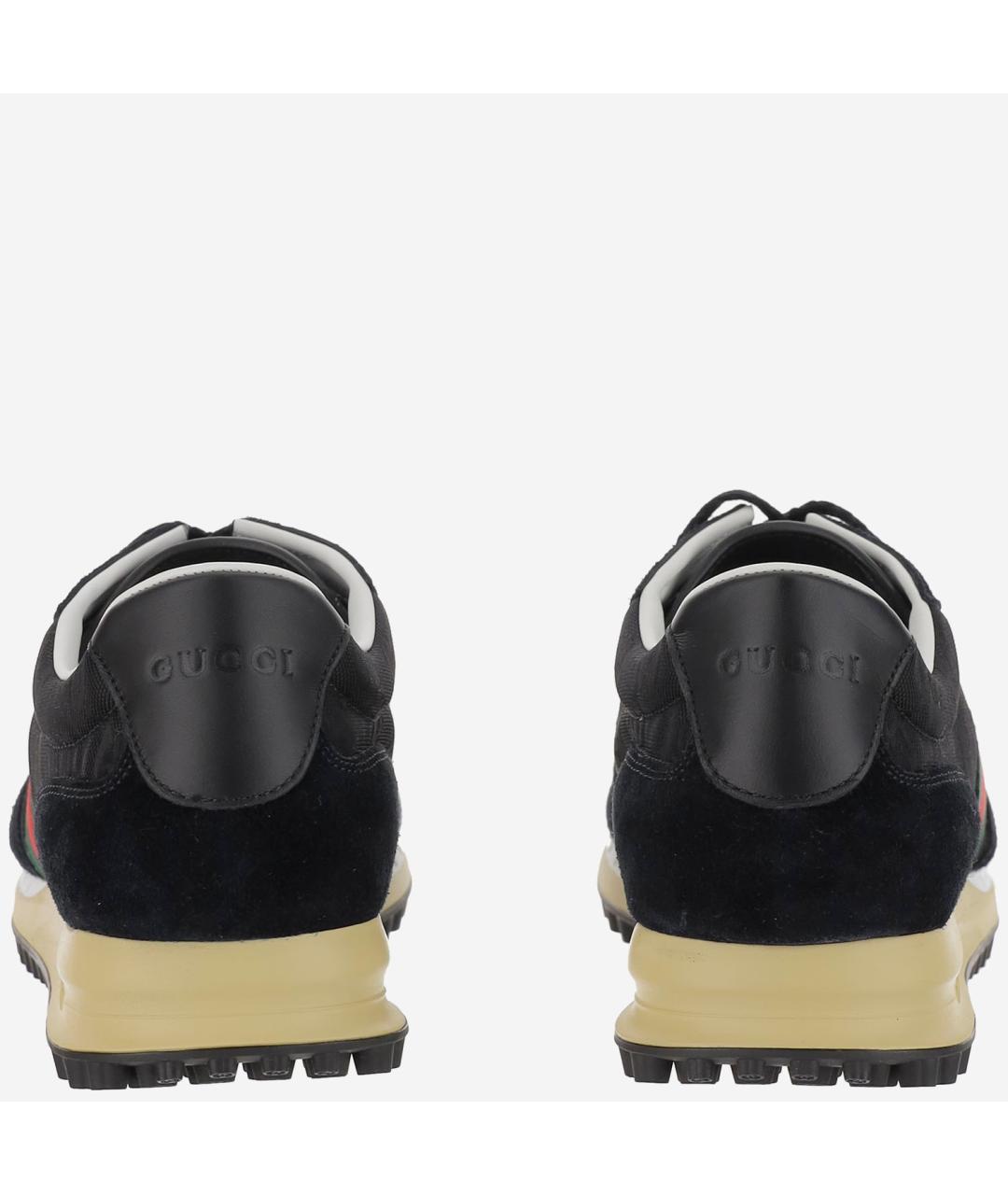GUCCI Черные кожаные низкие кроссовки / кеды, фото 4