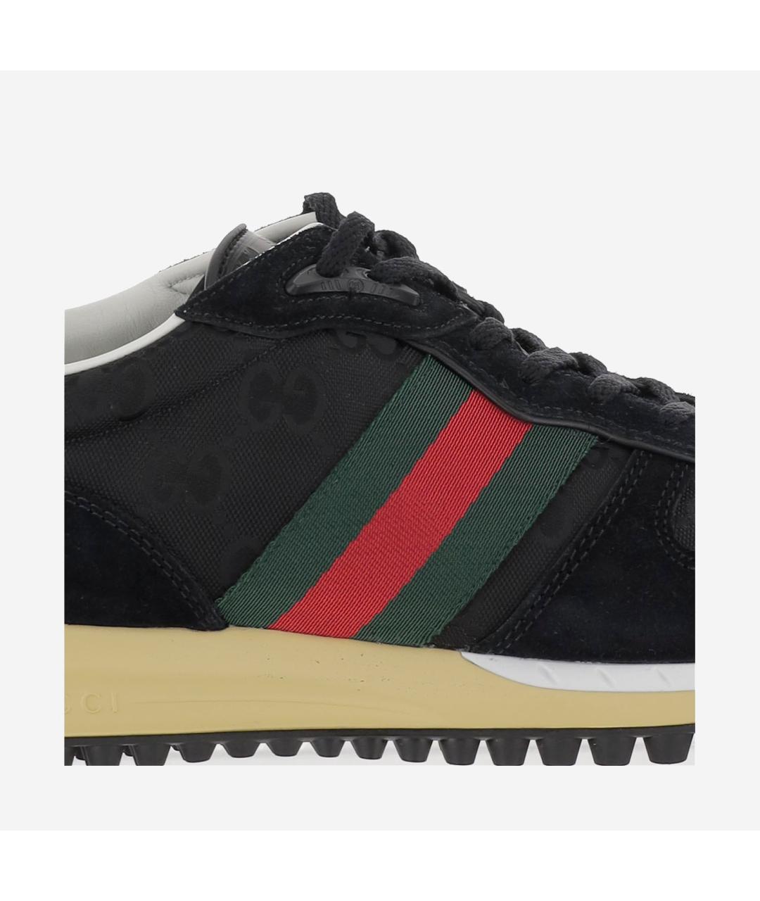 GUCCI Черные кожаные низкие кроссовки / кеды, фото 5