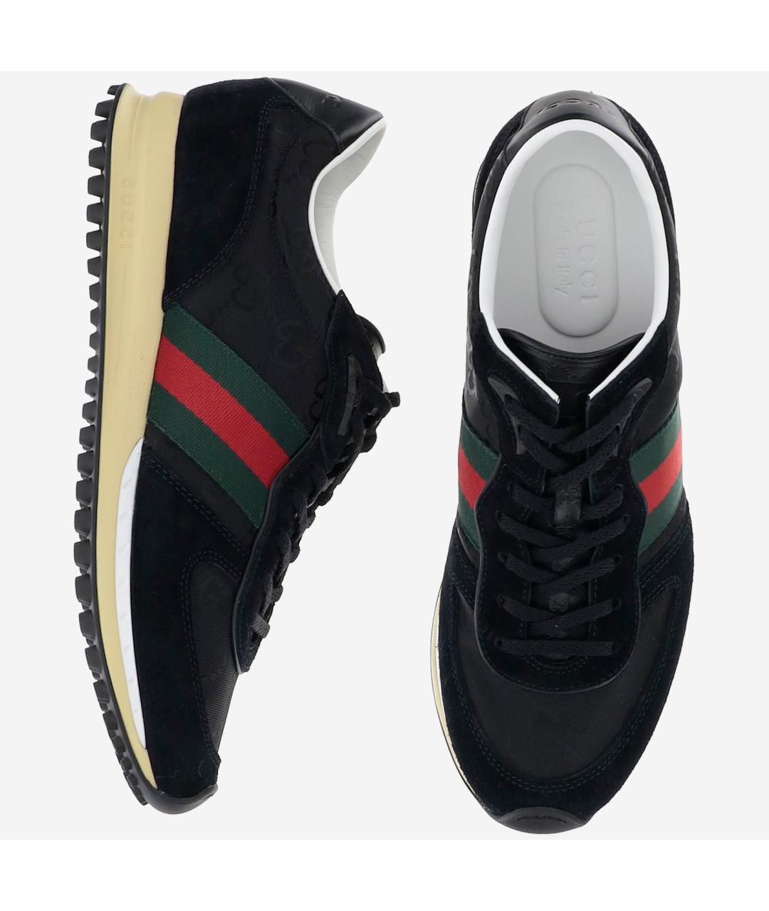 GUCCI Черные кожаные низкие кроссовки / кеды, фото 2