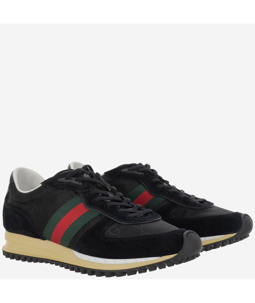 GUCCI Черные кожаные низкие кроссовки / кеды, фото 3