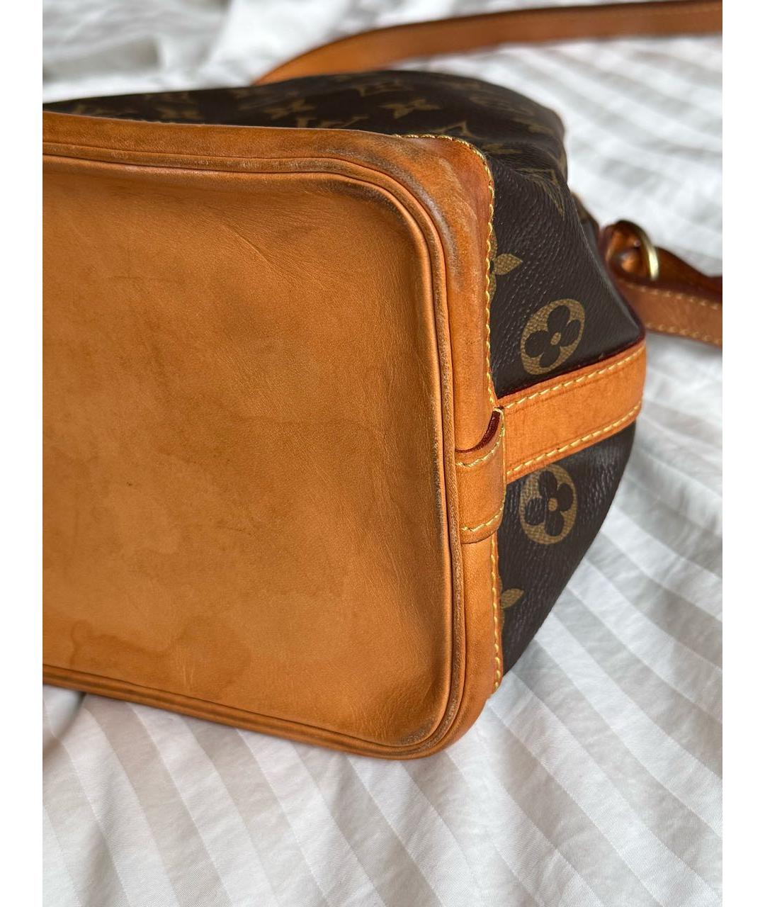 LOUIS VUITTON Коричневая кожаная сумка с короткими ручками, фото 4