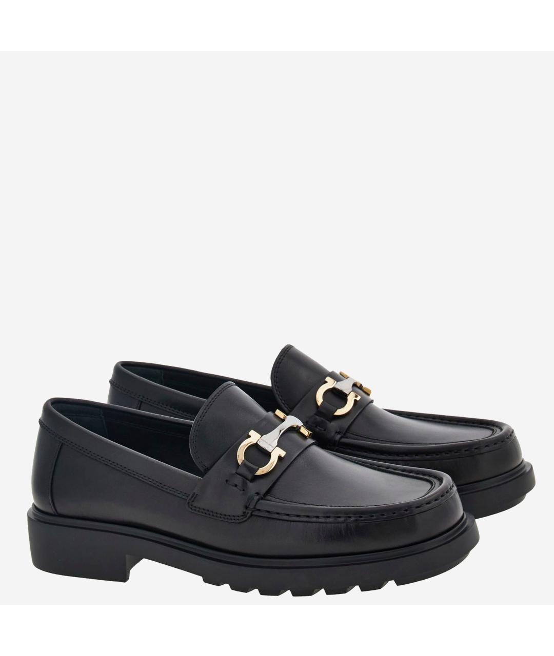 FERRAGAMO Черные кожаные лоферы, фото 2