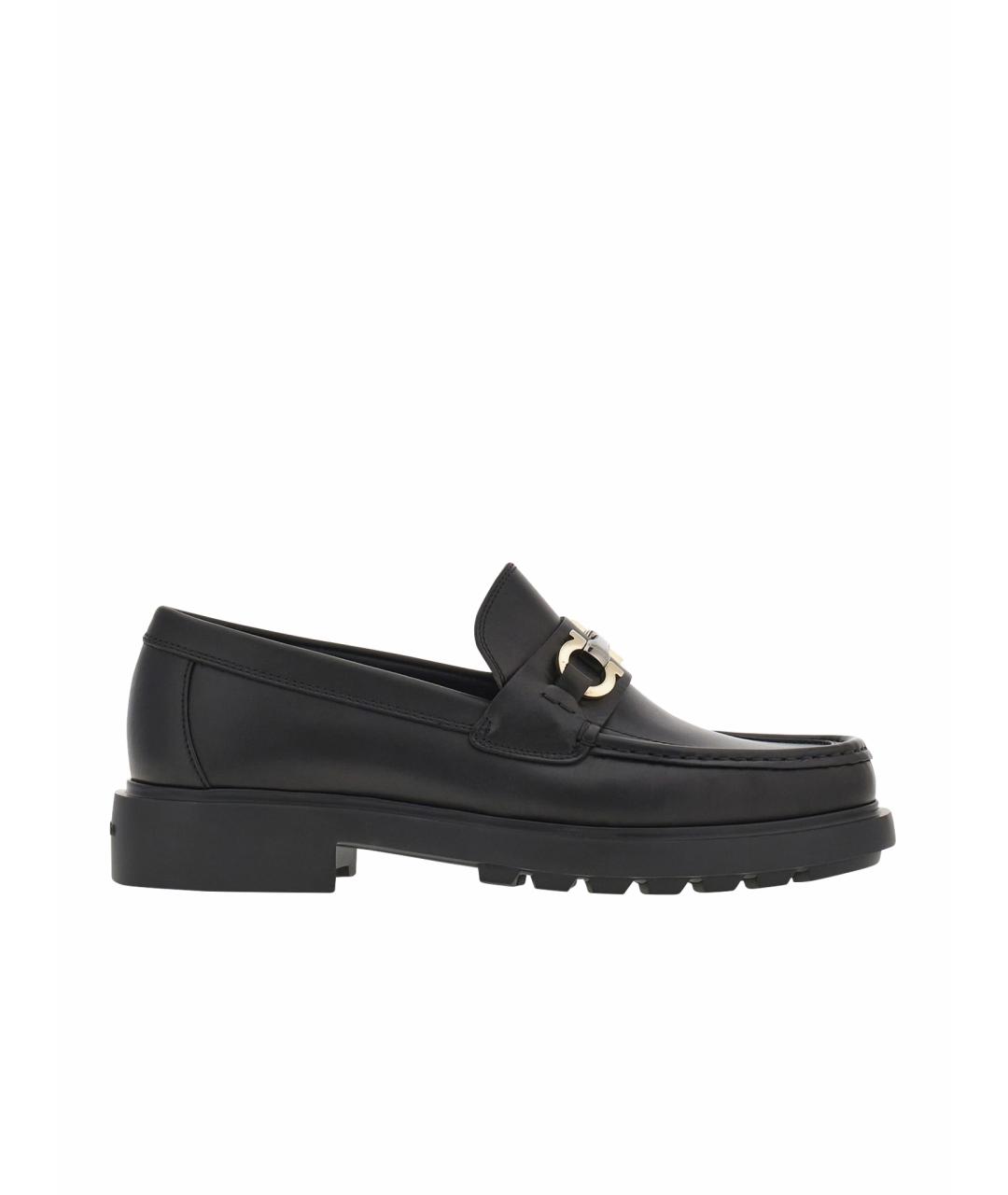 FERRAGAMO Черные кожаные лоферы, фото 1