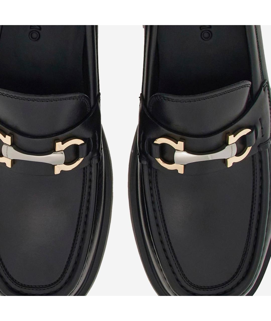 FERRAGAMO Черные кожаные лоферы, фото 4
