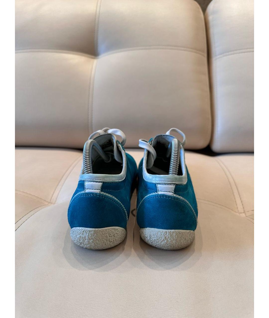 DOLCE&GABBANA Бирюзовые замшевые низкие кроссовки / кеды, фото 4