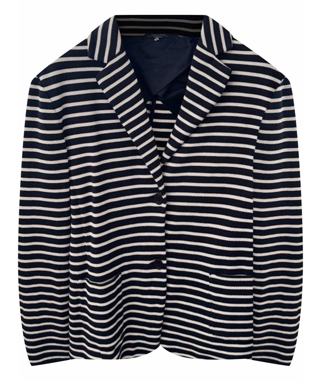 WEEKEND MAX MARA Темно-синий хлопко-эластановый жакет/пиджак, фото 1