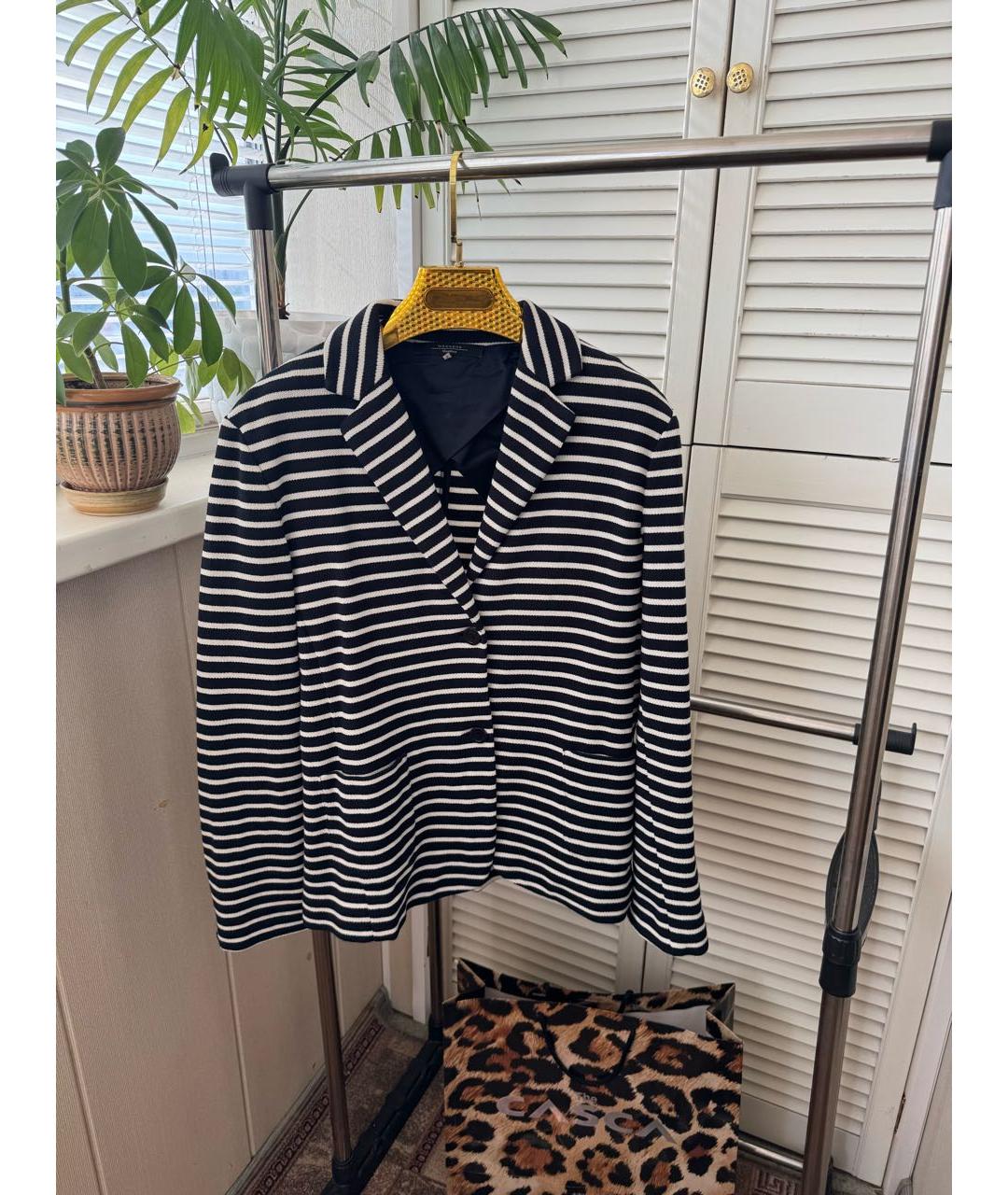WEEKEND MAX MARA Темно-синий хлопко-эластановый жакет/пиджак, фото 9