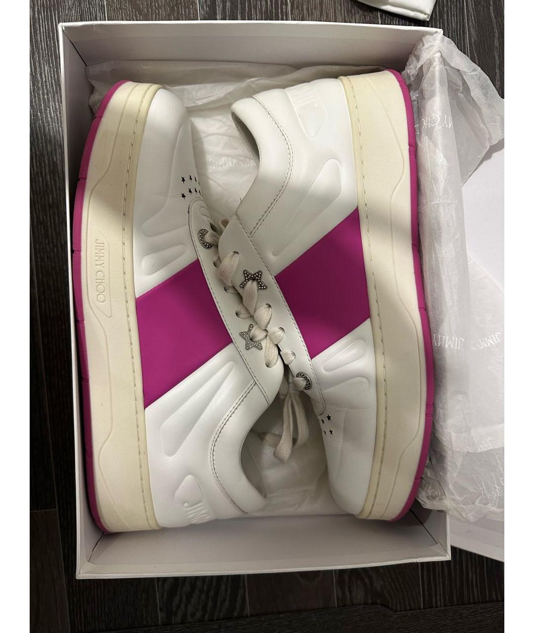JIMMY CHOO Белые кожаные кеды, фото 5