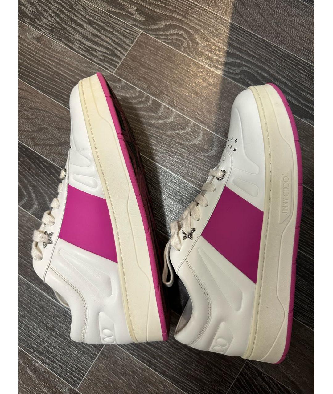 JIMMY CHOO Белые кожаные кеды, фото 2