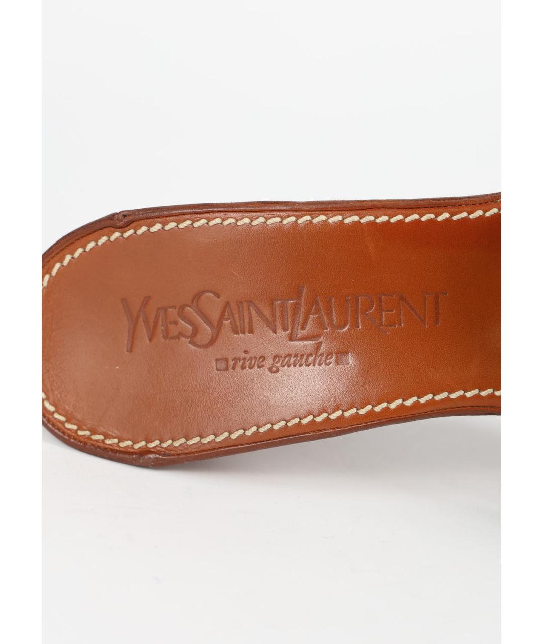 SAINT LAURENT Черные кожаные мюли, фото 3