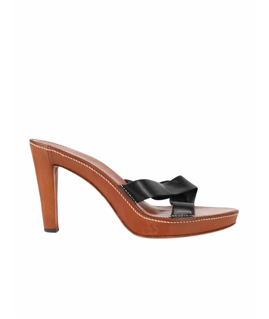 SAINT LAURENT Черные кожаные мюли, фото 6