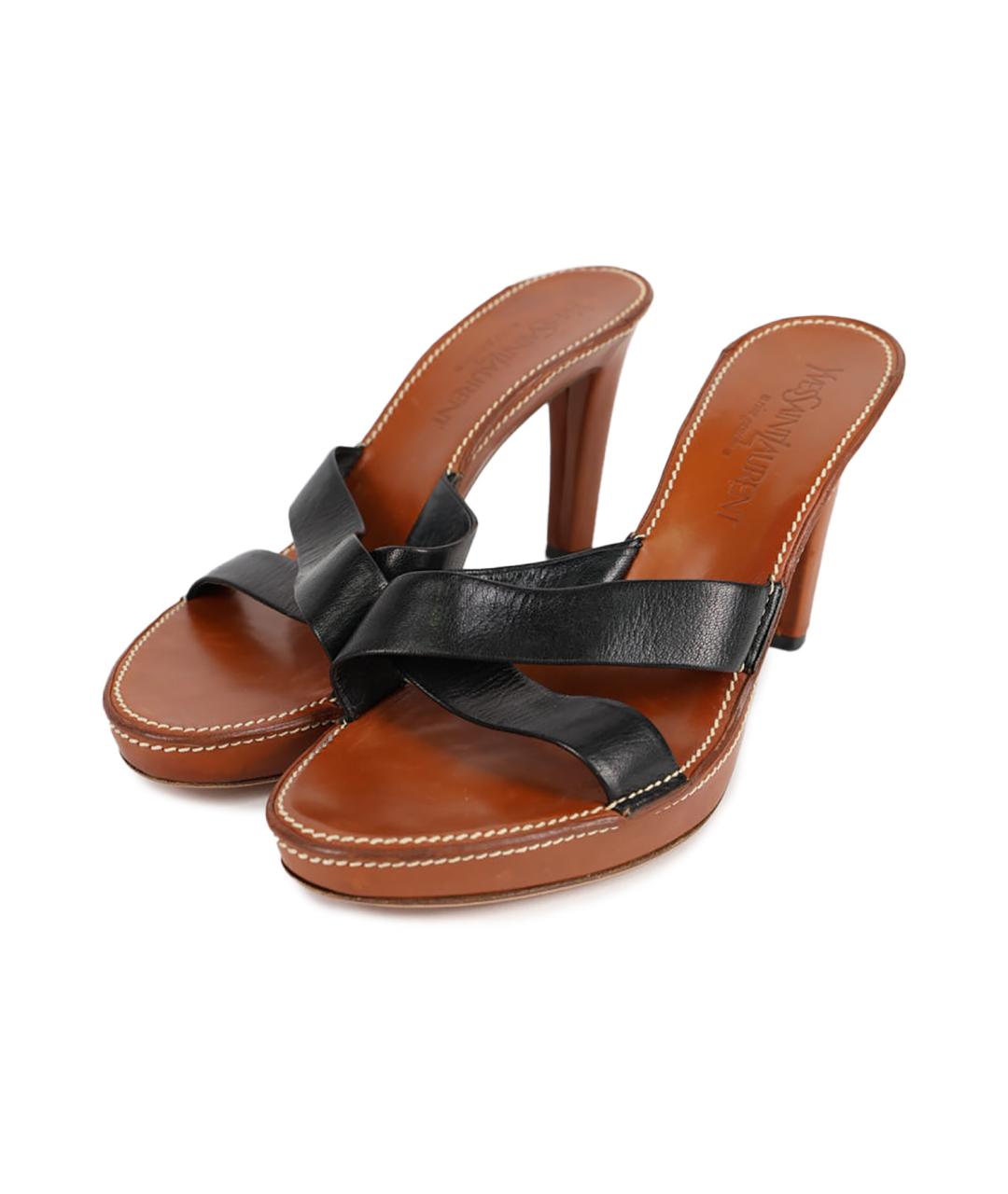 SAINT LAURENT Черные кожаные мюли, фото 5