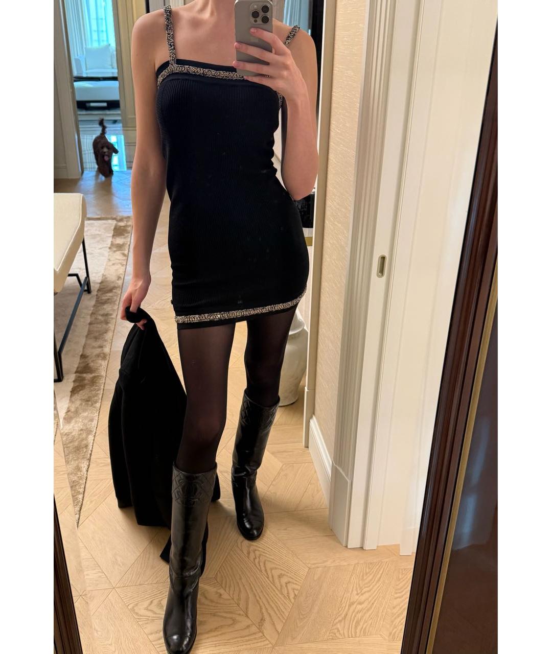 CHANEL Черное вискозное повседневное платье, фото 5