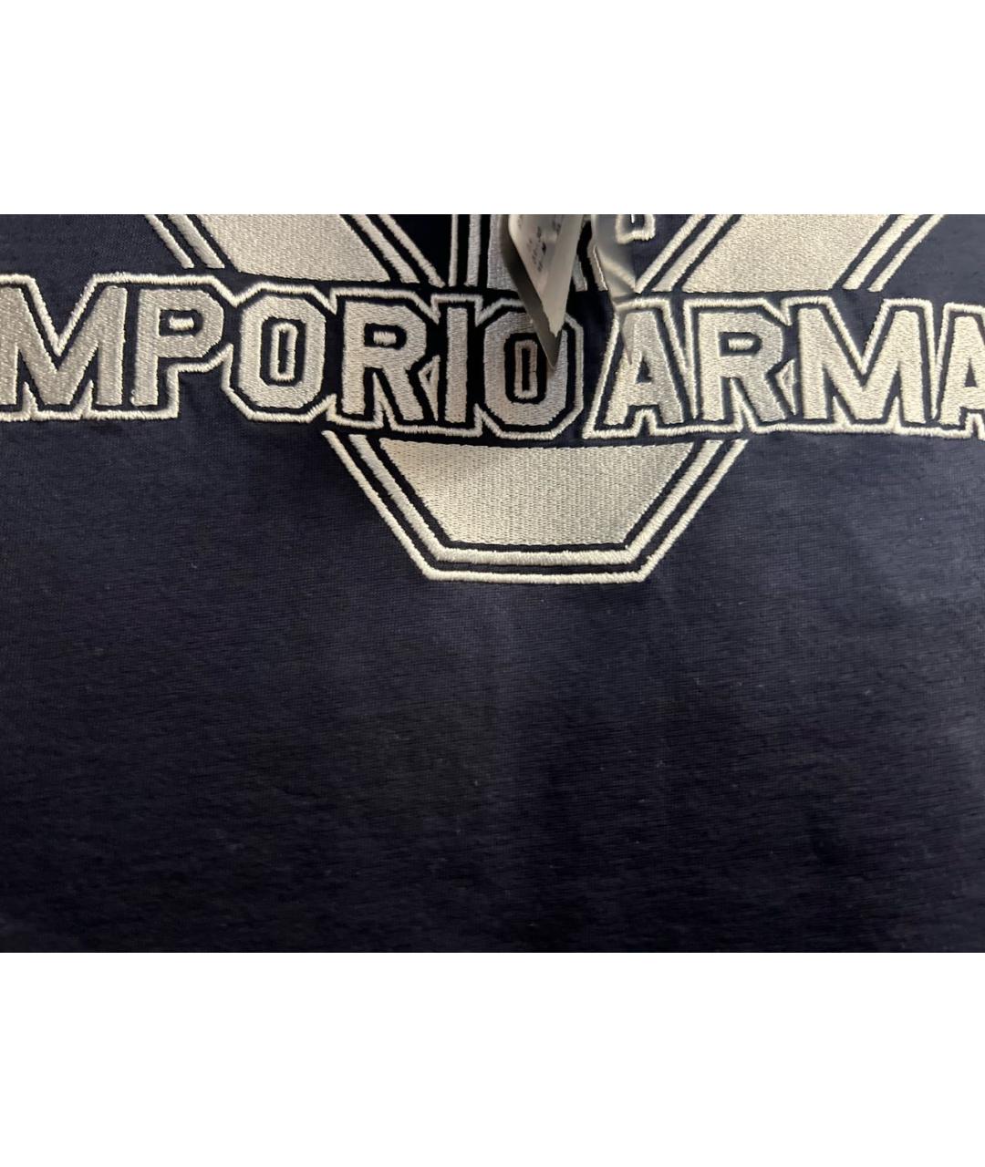 EMPORIO ARMANI Темно-синяя хлопковая футболка, фото 4
