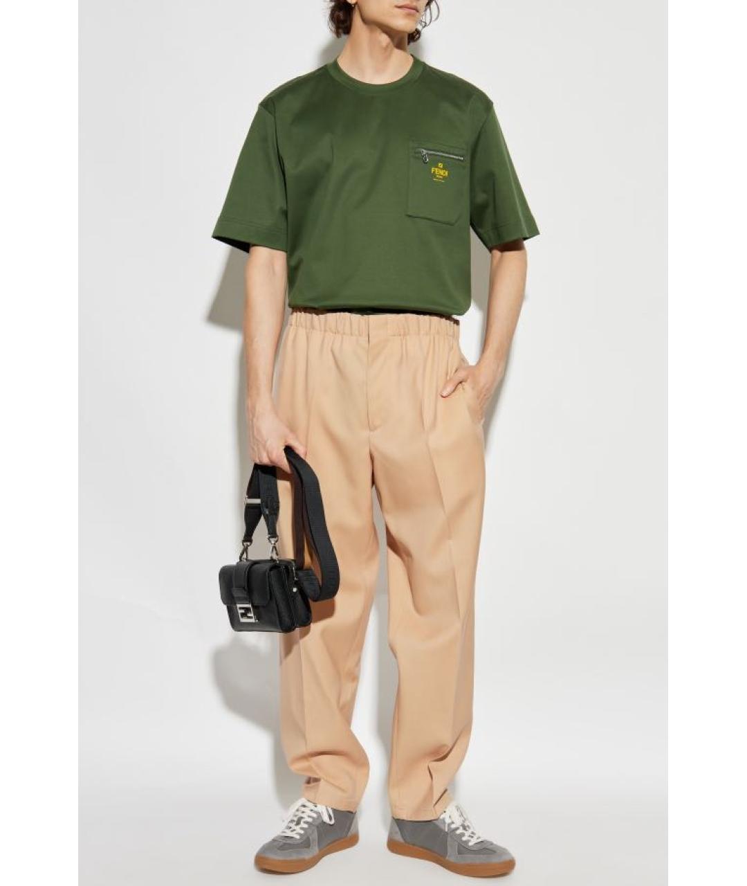 FENDI Зеленая хлопковая футболка, фото 4