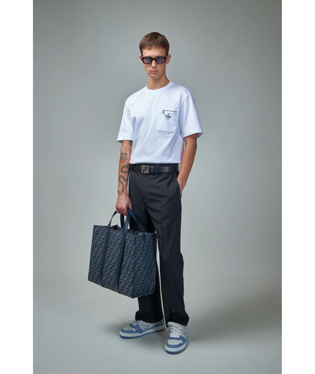 FENDI Белая хлопковая футболка, фото 5