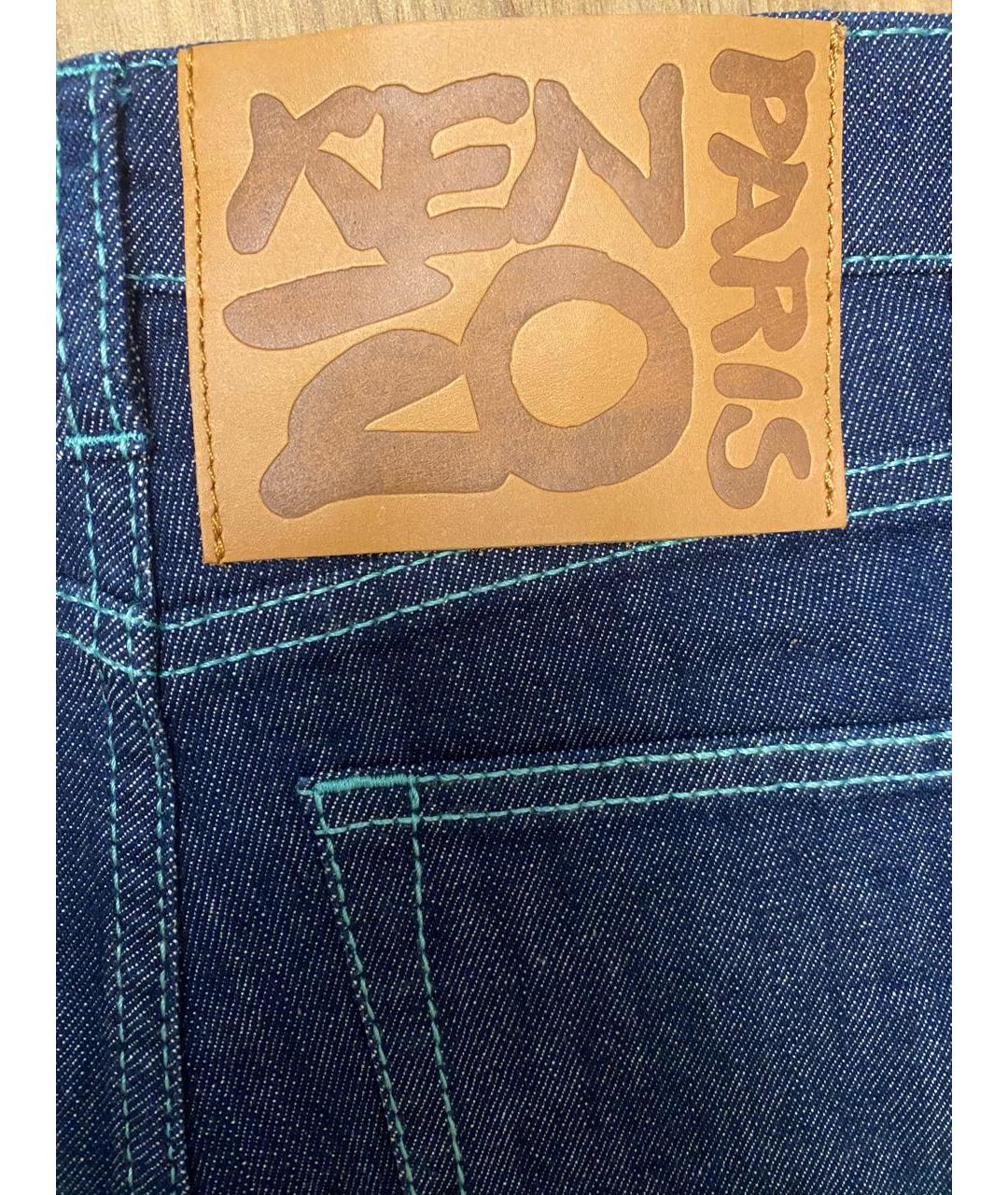KENZO Темно-синие хлопко-эластановые джинсы слим, фото 3