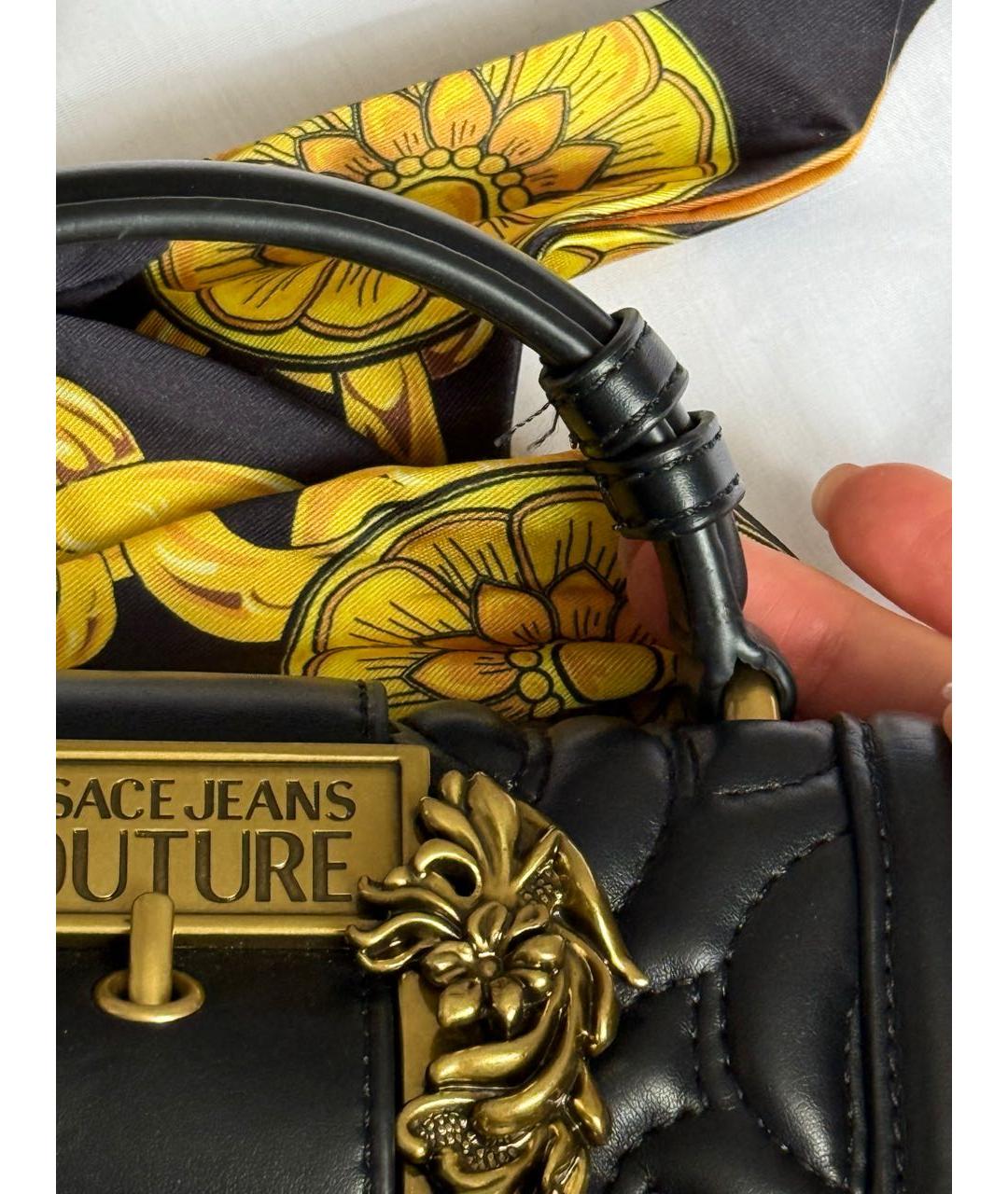 VERSACE JEANS COUTURE Черная сумка через плечо из искусственной кожи, фото 6