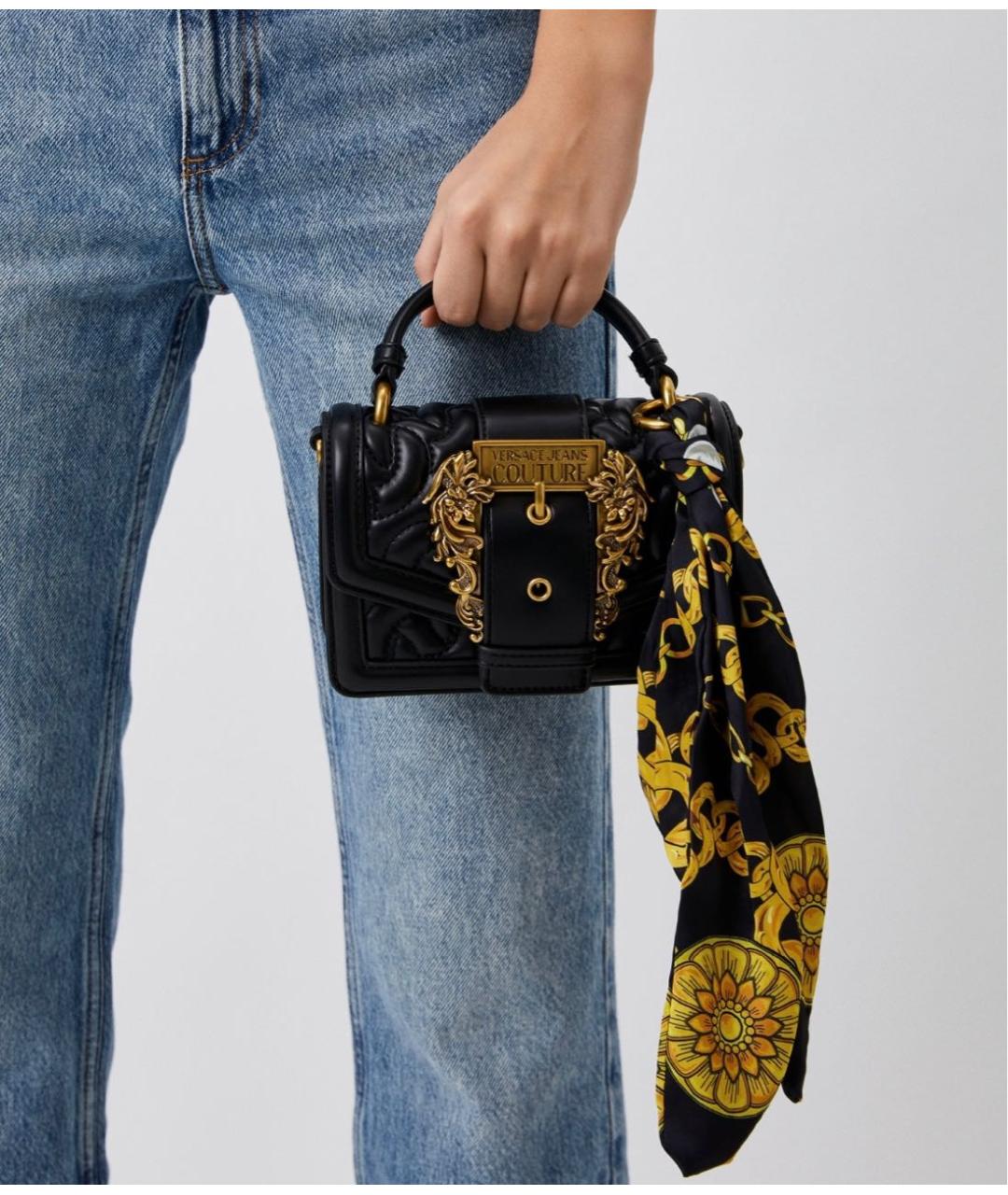 VERSACE JEANS COUTURE Черная сумка через плечо из искусственной кожи, фото 2