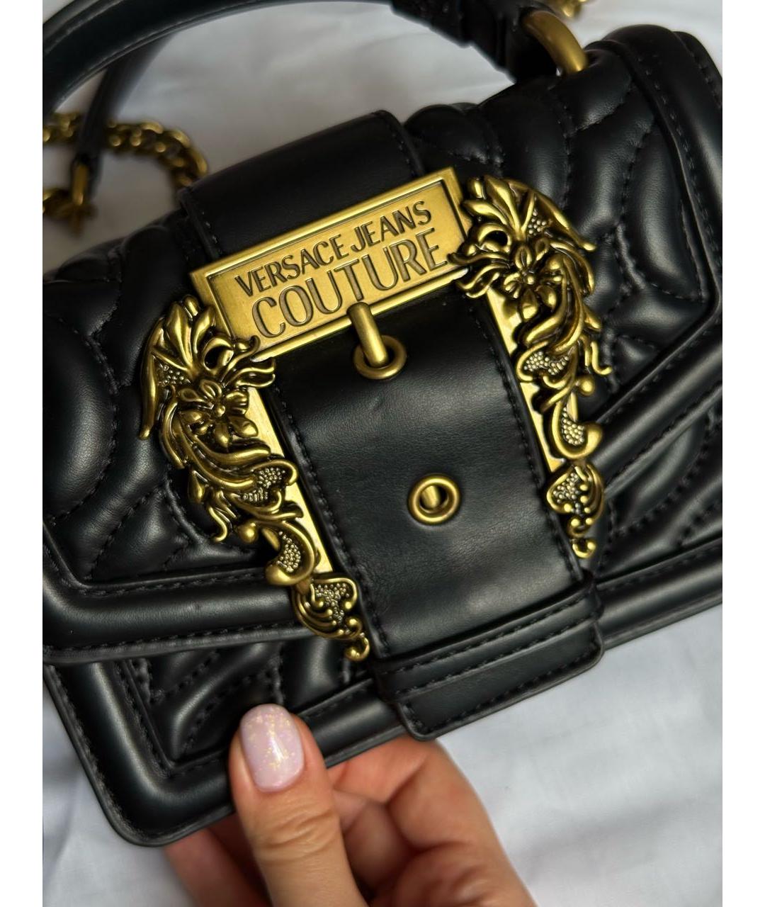 VERSACE JEANS COUTURE Черная сумка через плечо из искусственной кожи, фото 4