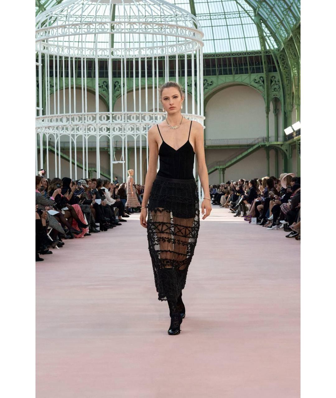 CHANEL Черная шелковая юбка миди, фото 6