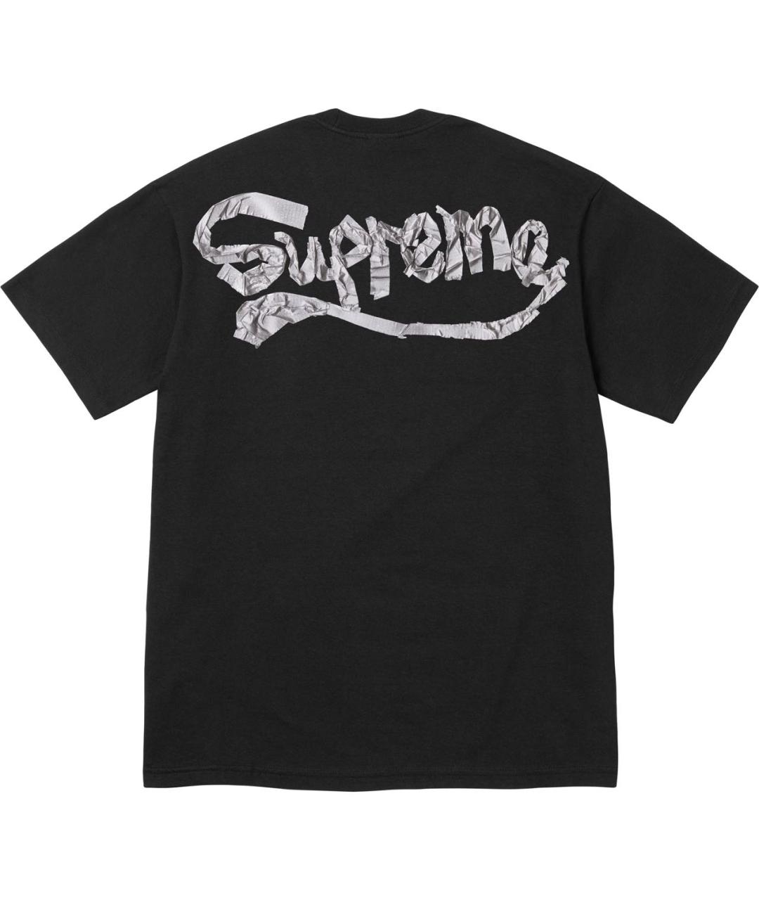 SUPREME Черная хлопковая футболка, фото 2