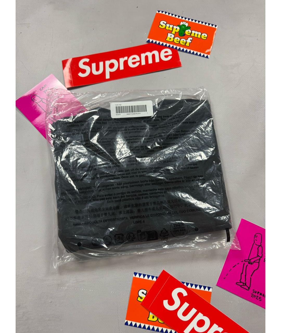 SUPREME Черная хлопковая футболка, фото 4
