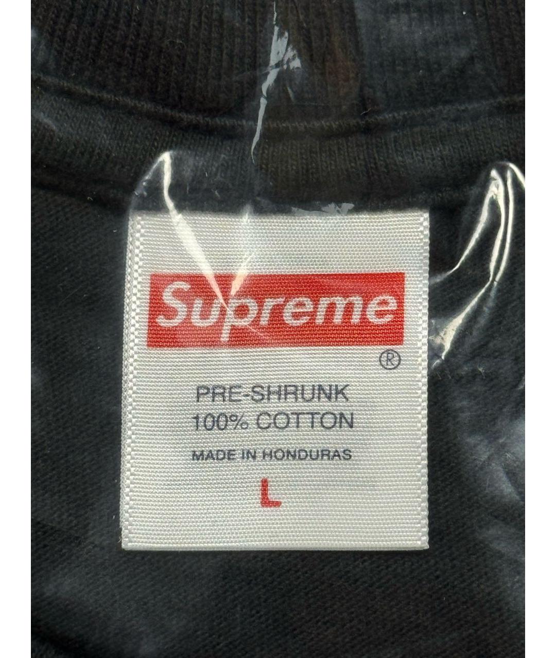 SUPREME Черная хлопковая футболка, фото 6