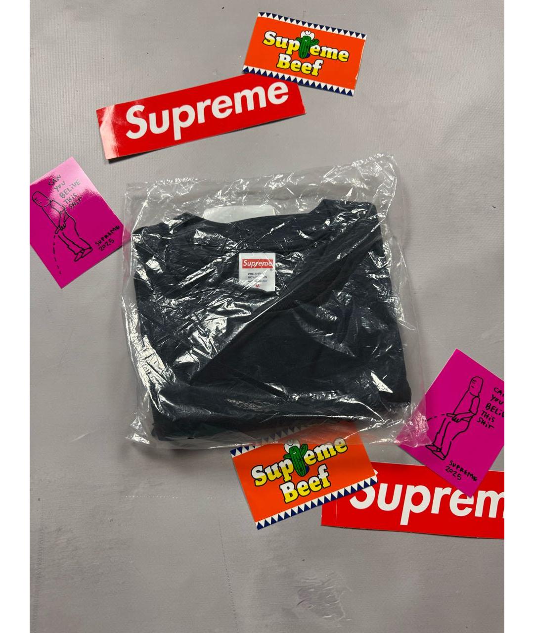 SUPREME Темно-синяя хлопковая футболка, фото 4